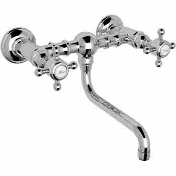 Acqui Wall Mount Bridge Lav Faucet 2-Handles In Polished Chrome