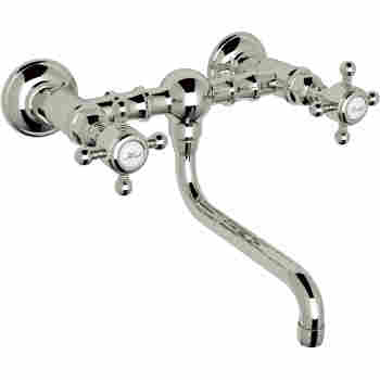 Acqui Wall Mount Bridge Lav Faucet 2-Handles In Italian Brass