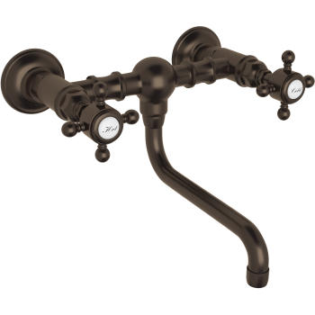 Acqui Wall Mount Bridge Lav Faucet 2-Handles In Tuscan Brass
