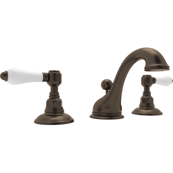 Country Widespread Lav Faucet w/Porcelain Levers in Tuscan Brass