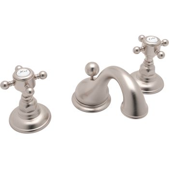 Country Widespread Lav Faucet w/Cross Handles in Satin Nickel