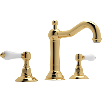 Acqui Widespread Lav Faucet w/Porcelain Levers in Inca Brass