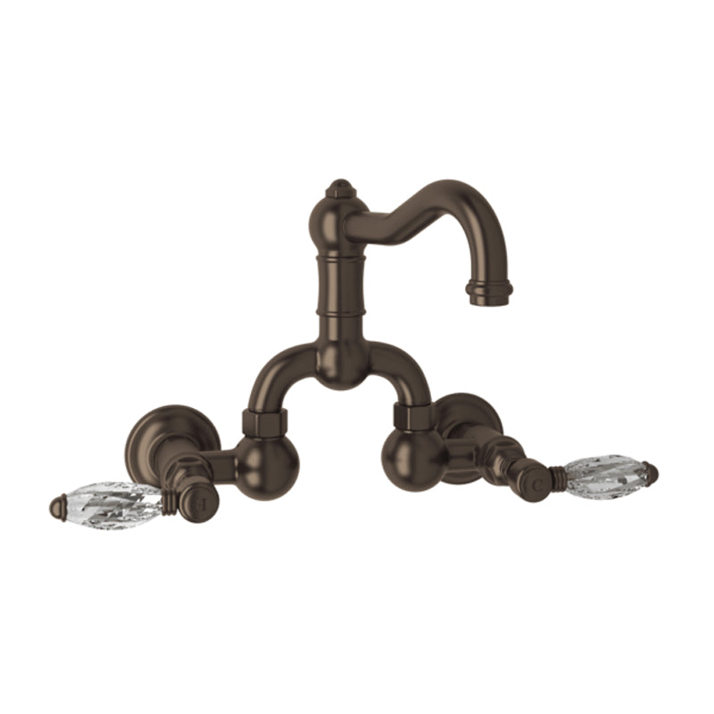 Acqui Wall Mount Bridge Lav Faucet 2-Handles In Tuscan Brass