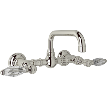 Acqui Wall Mount Bridge Lav Faucet 2-Handles In Polished Nickel
