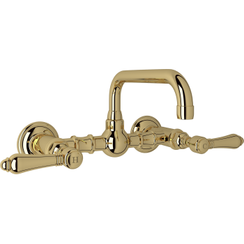 Acqui Wall Mount Bridge Lav Faucet 2-Handles In Italian Brass