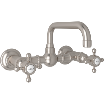Acqui Wall Mount Bridge Lav Faucet 2-Handles In Satin Nickel