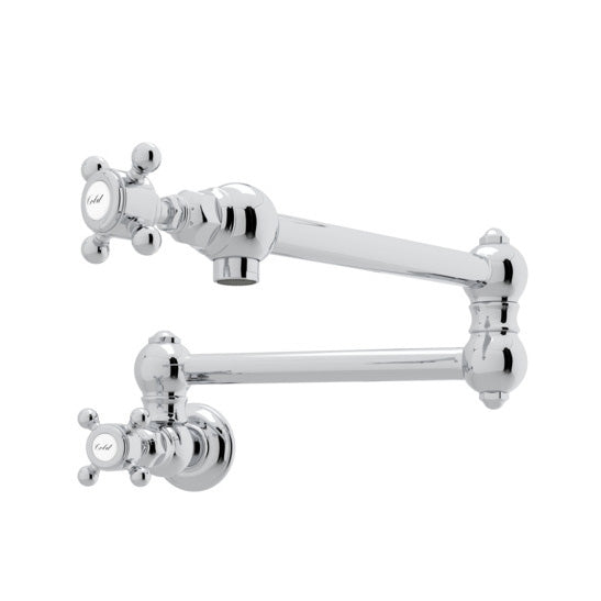 Country Swing Arm Pot Filler in Polished Chrome w/Cross Handles