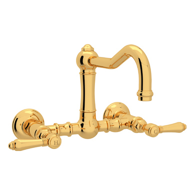 Country Bridge Faucet w/Metal Lever Handles in Inca Brass