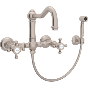 Country Bridge Faucet w/Cross Handles in Satin Nickel