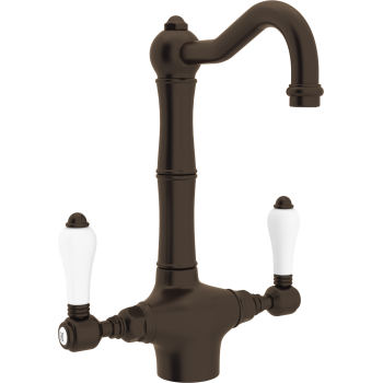 Country Single Hole Bar Faucet in Tuscan Brass w/Porcelain Levers