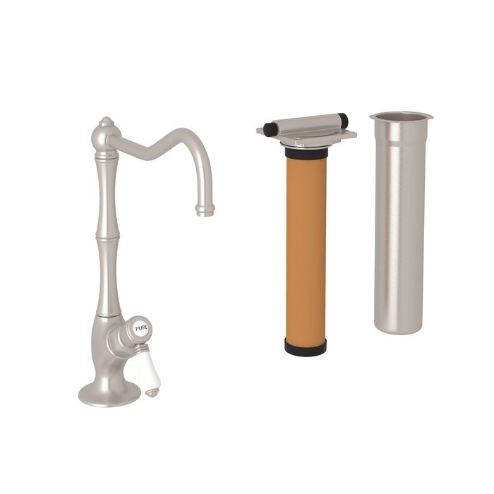 Acqui Cold Water Dispenser & Filter in Satin Nickel w/Porcelain Lever