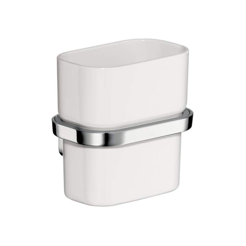 Axor Urquiola Opaque Glass Tumbler w/Holder in Chrome