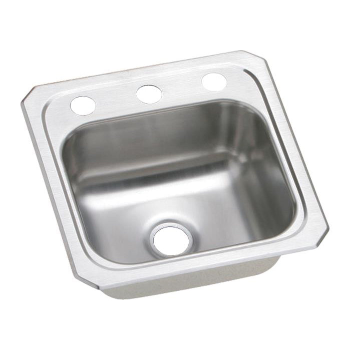 Lustertone Classic 15x15x6-1/8" SS 1-Bowl Bar Sink w/0 Holes