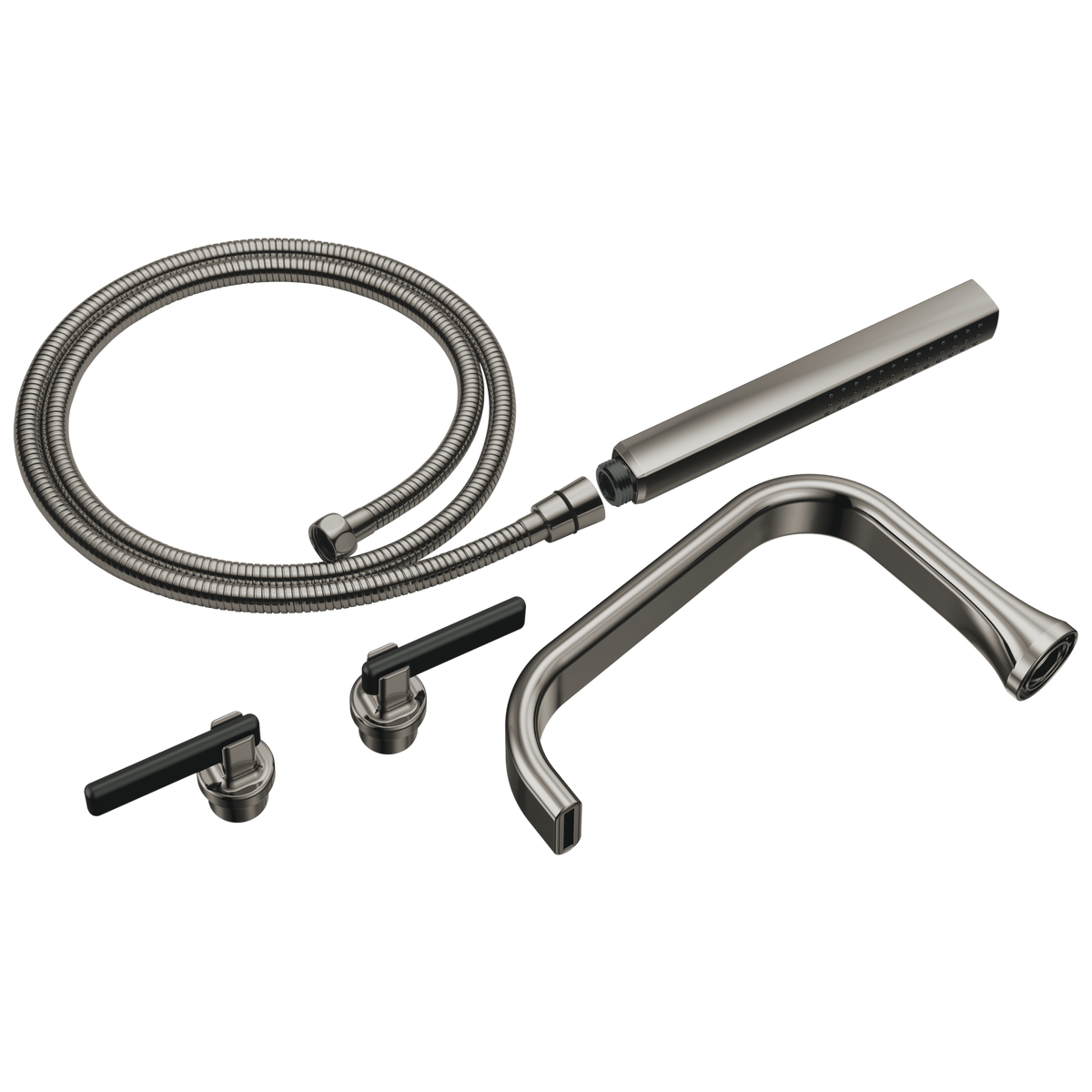 Allaria Tub Filler Trim Kit w/Lever Hdls in Black Onyx/Matte Black