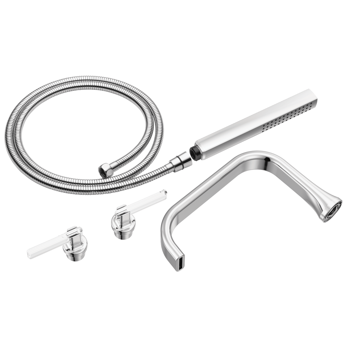 Allaria Tub Filler Trim Kit w/Lever Hdls in Chrome/Clear Acrylic