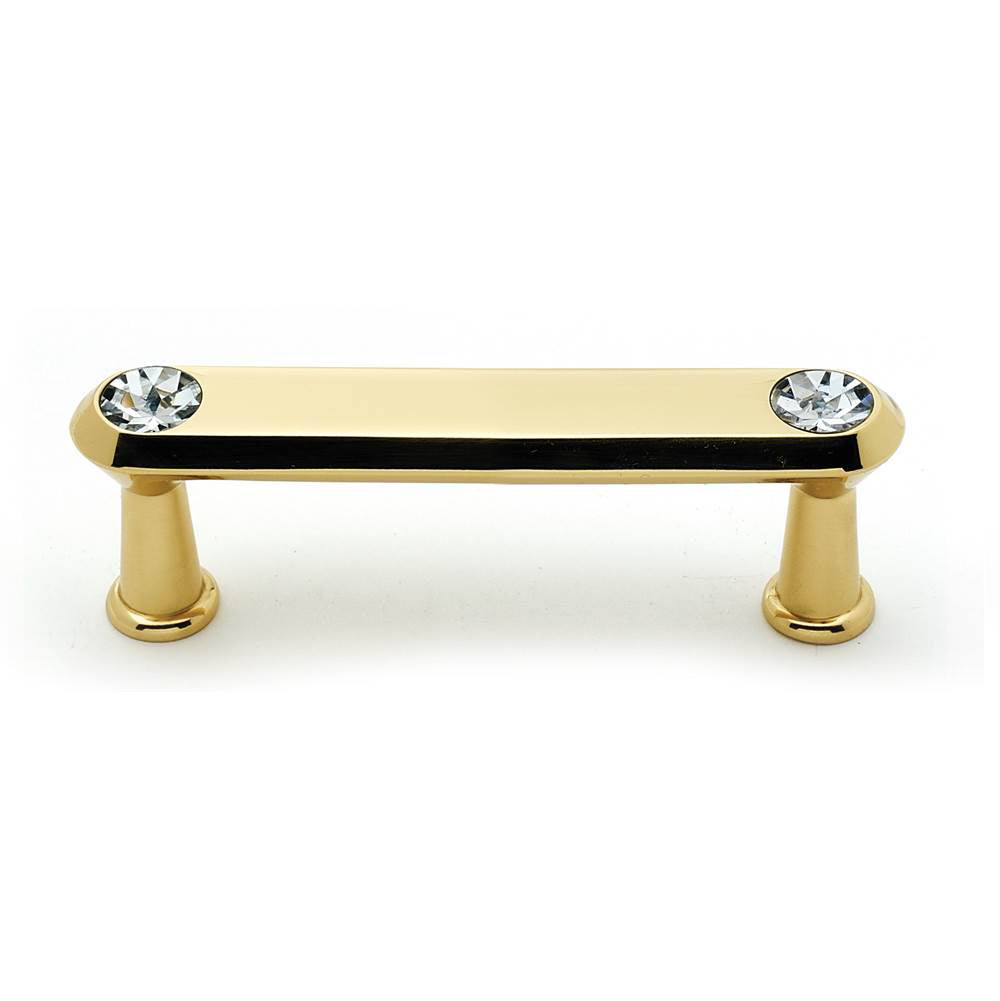 Crystal 3" Pull w/Polished Brass Finish