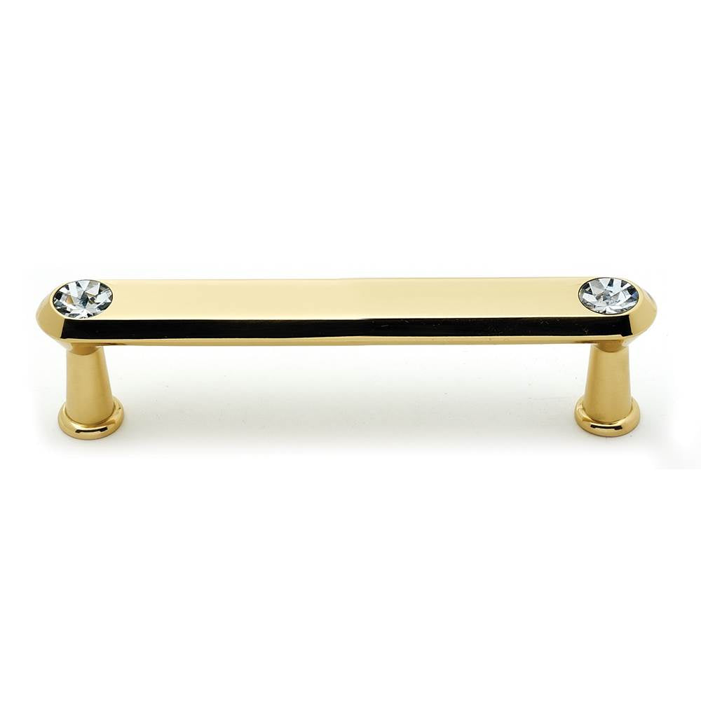 Crystal 4" Pull w/Polished Brass Finish