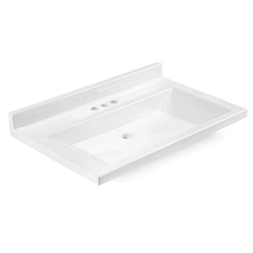 Calle 49x22" Vanity Top w/Rect Bowl & 4" Centers in Solid White