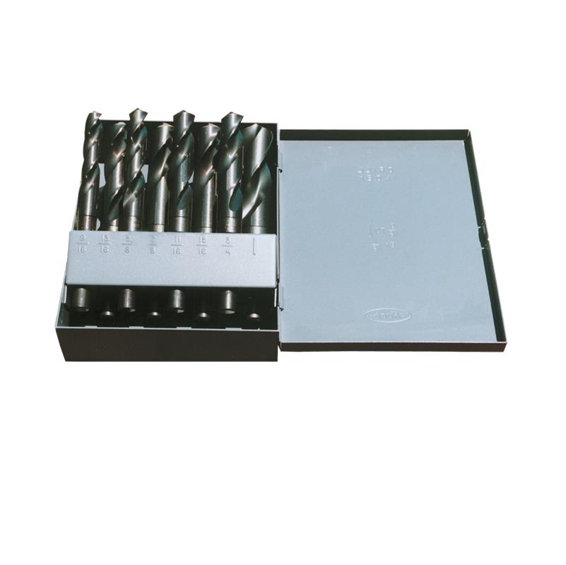 DRILL SET 8PC RED RND SHK C21135 1813 - CLE-LINE SIL/DEM BLK