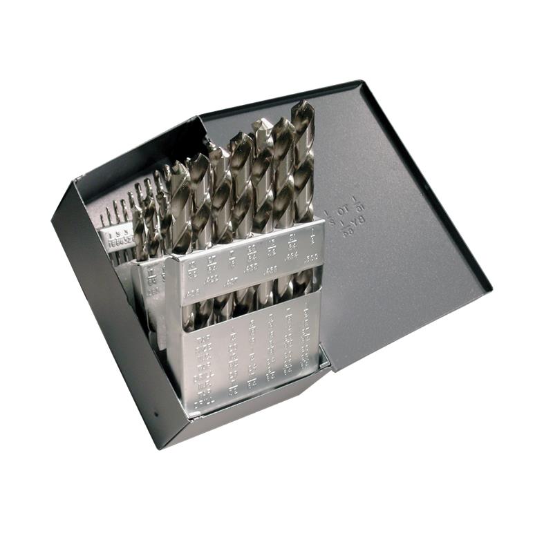 General Purpose Jobber Length Drill Set 29-Pc in Metal Case HSS Bright 1/16">1/2" by 64ths
