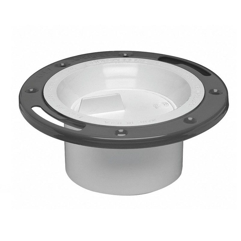 CLOSET FLANGE 4X3 PVC FLUSH 43515 W/METAL RING & TEST CAP
