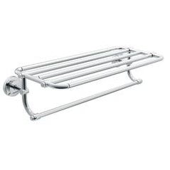 Iso 24" Hotel Towel Shelf w/Towel Bar in Chrome