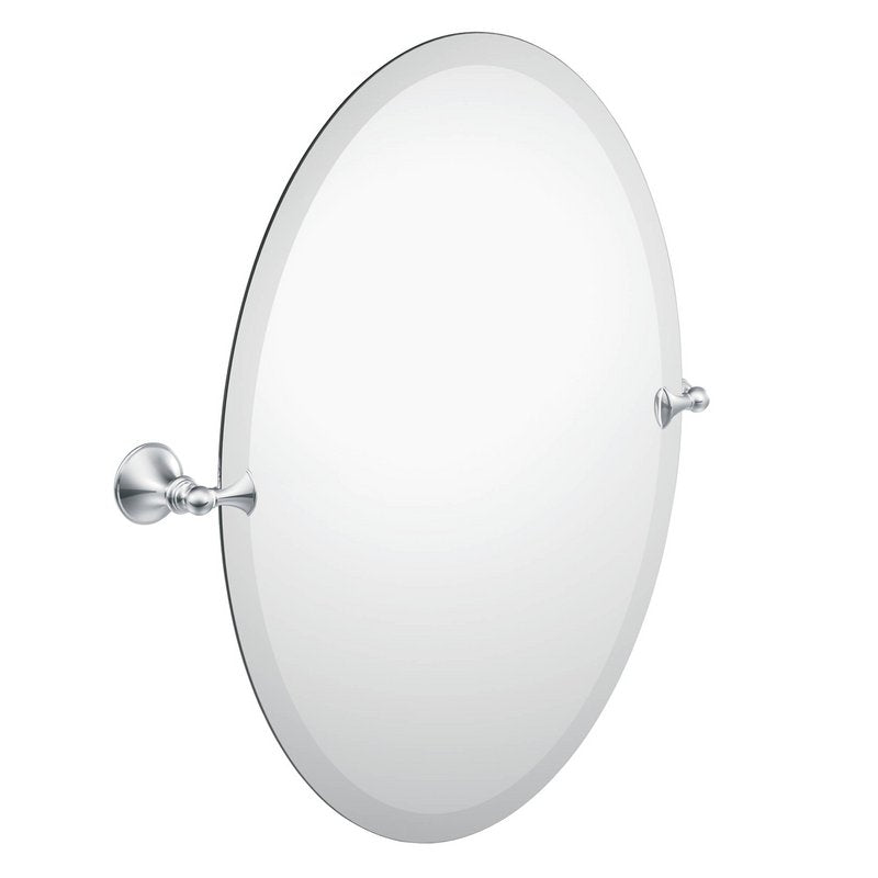 Glenshire Oval Beveled Glass Tilting Mirror 21x26 Chrome