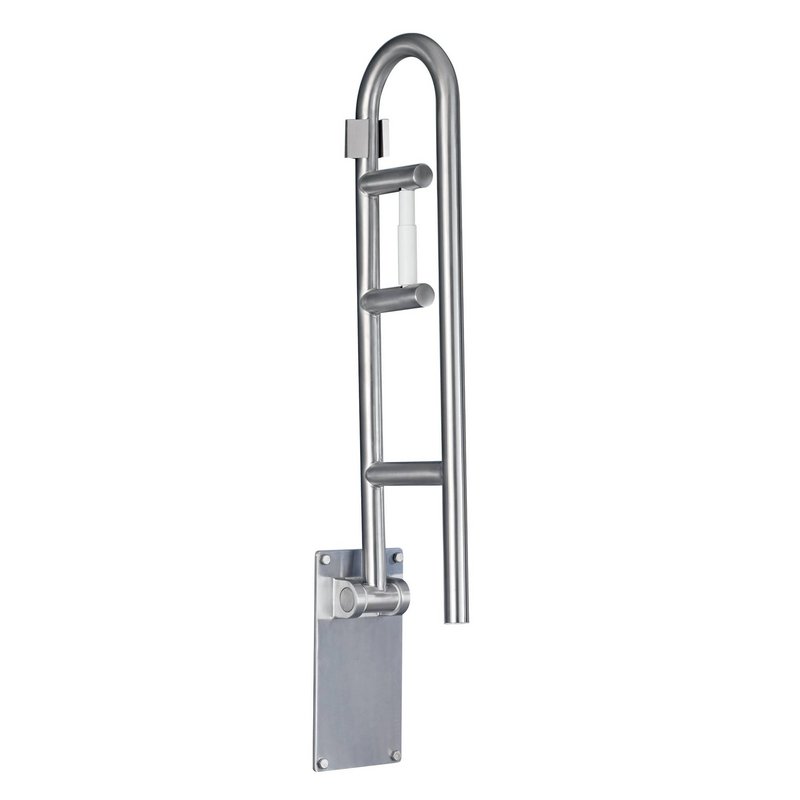 Flip-Up 30" Grab Bar w/Toilet Paper Holder, Stainless Steel