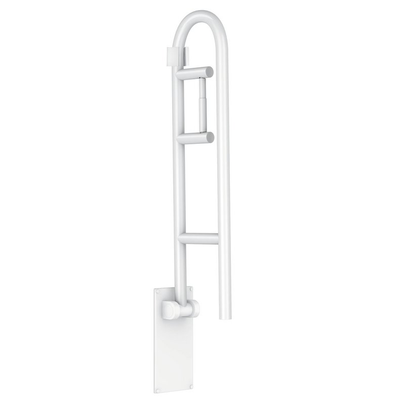 Flip-Up 30" Grab Bar in White w/Toilet Paper Holder