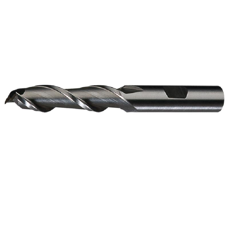 End Mill 3/8" 2-Flute Single End Center Cutting High Helix HSS Bright