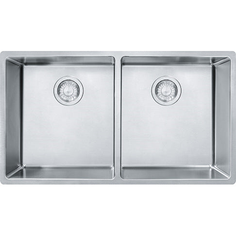 Cube 31-1/2x17-3/4x9" Stainless Steel Double Bowl Sink