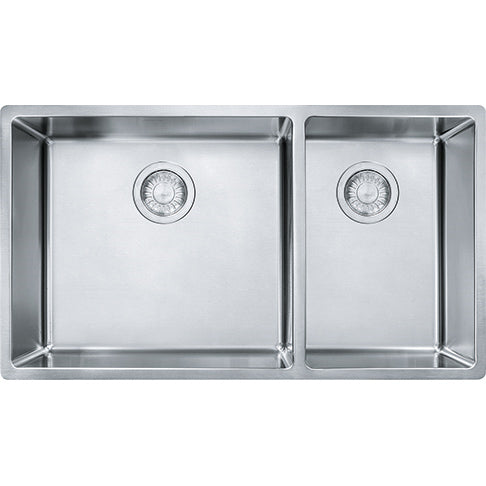 Cube 31-9/16x17-3/4x9" Stainless Steel Double Bowl Sink