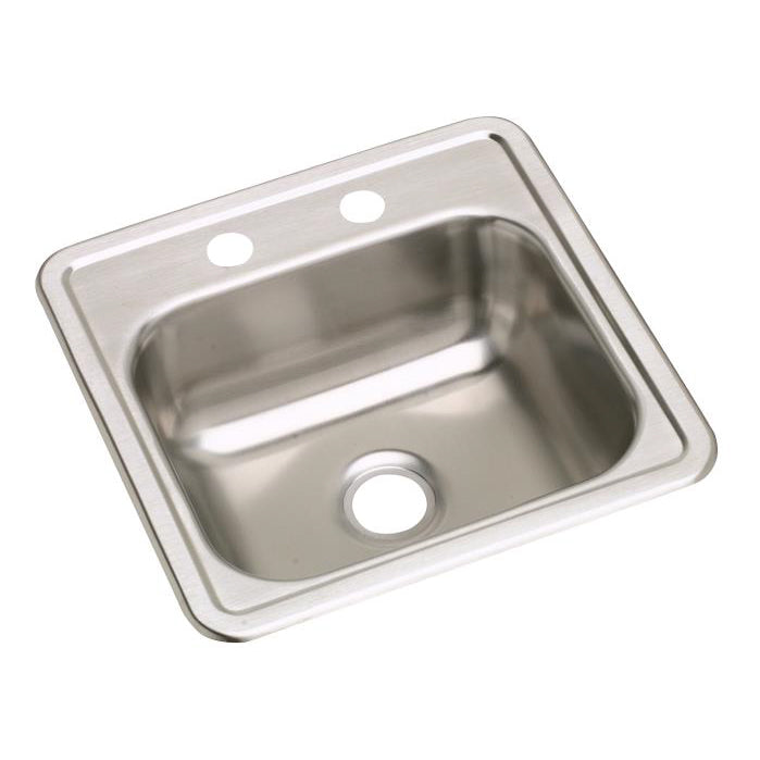 Dayton 15x15x5-3/16" SS Single Bowl Bar Sink w/2 Fct Holes