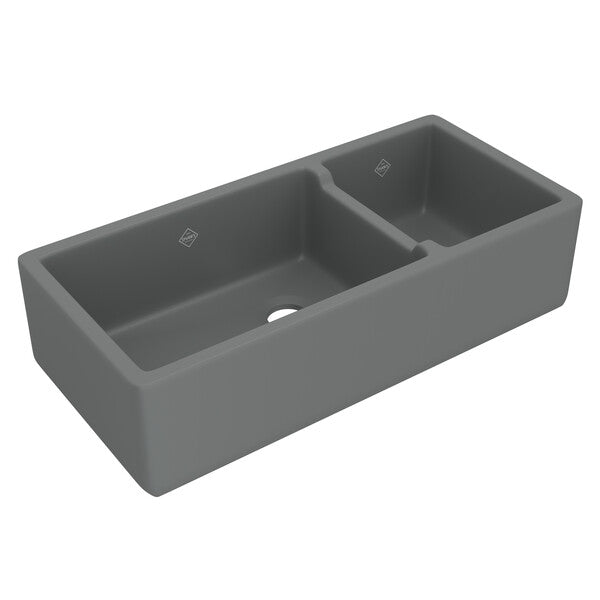 Lancaster 39-1/2x18-1/2x10" Fireclay 1-1/2 Sink in Matte Grey
