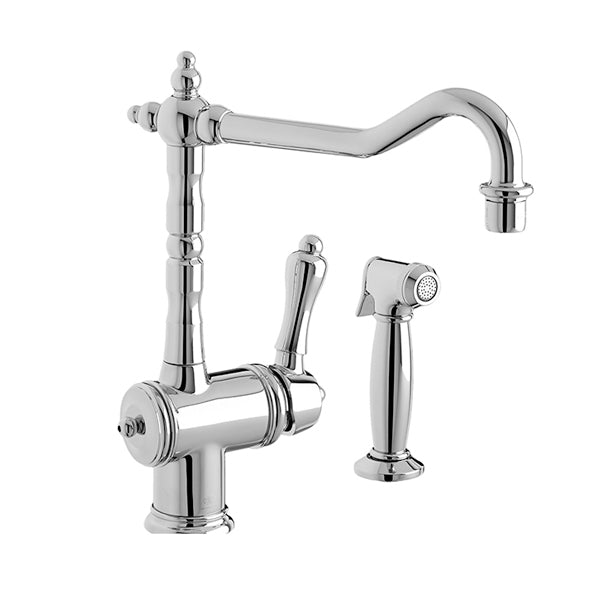 Victorian Kitchen Faucet w/Side Spray in Polished Chrome