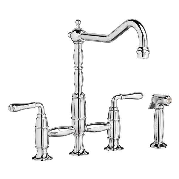 Victorian Bridge Kitchen Faucet in Polished Chrome