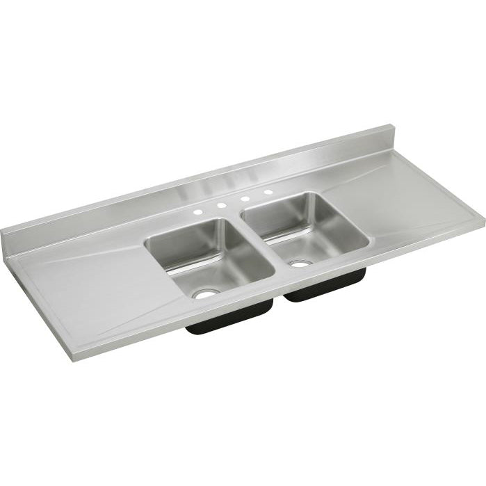 Lustertone 72x25x7-1/2" SS Double Bowl Sink Top w/4 Holes