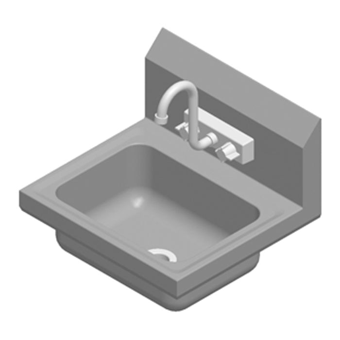 Wall Hung 17x15-1/4" Stainless Steel Single Bowl Hand Sink w/Gooseneck Spout Faucet