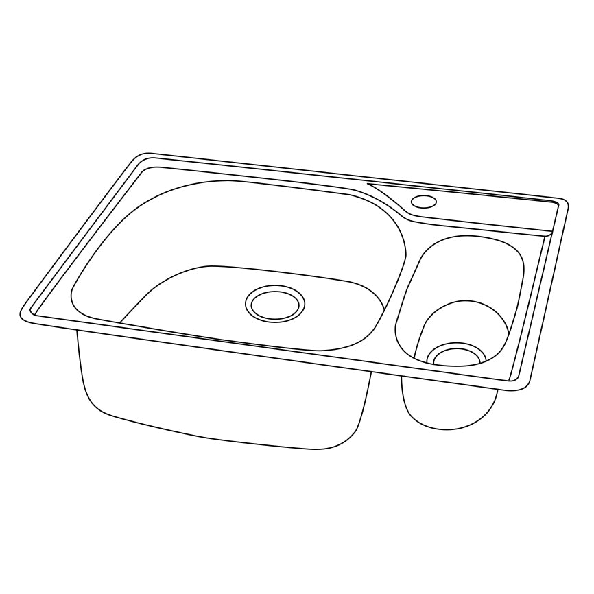 Gourmet 33x22x8" Stainless Steel Double Bowl Sink w/1 Hole