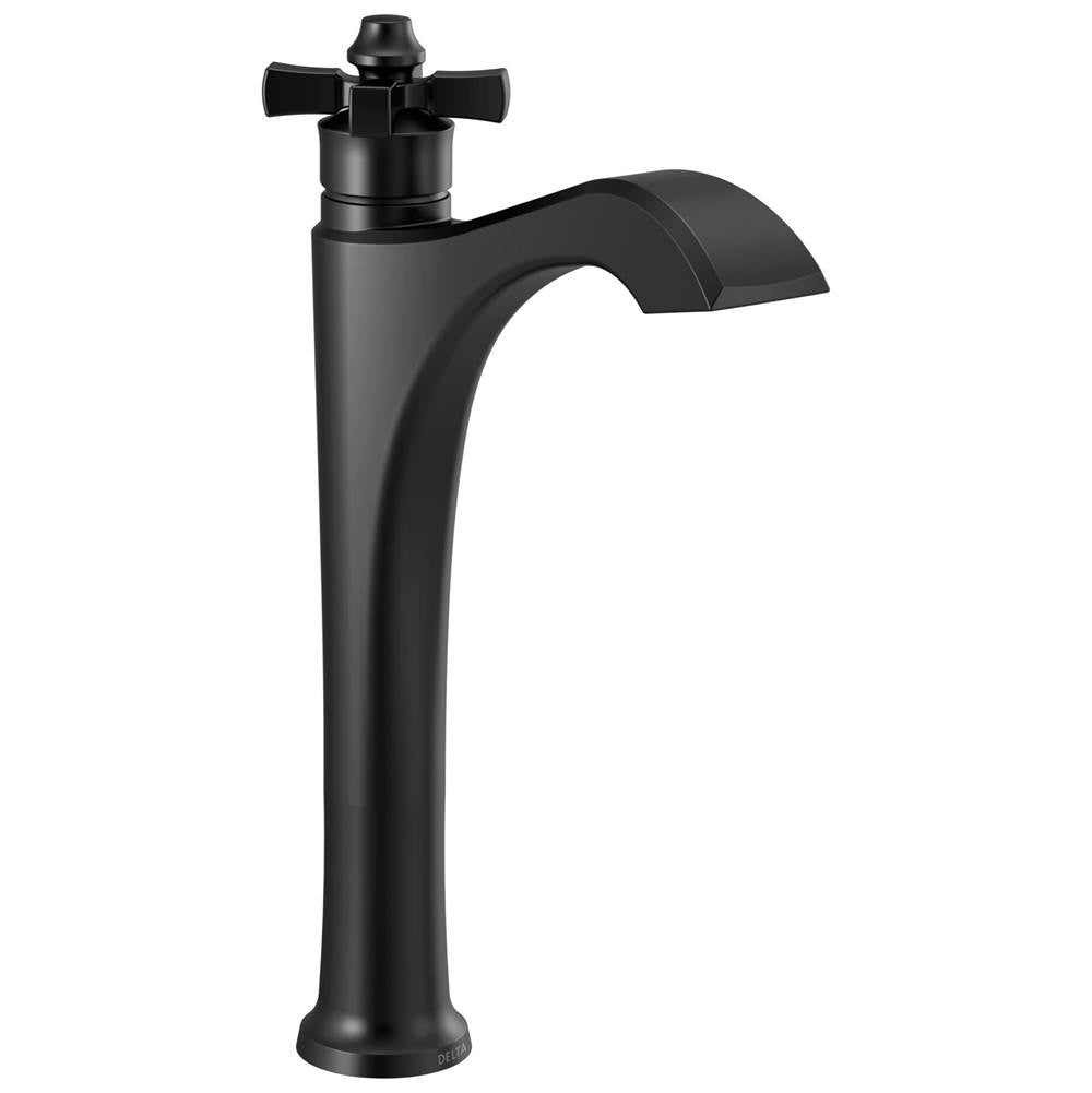 Dorval Single Cross Handle Vessel Faucet in Matte Black