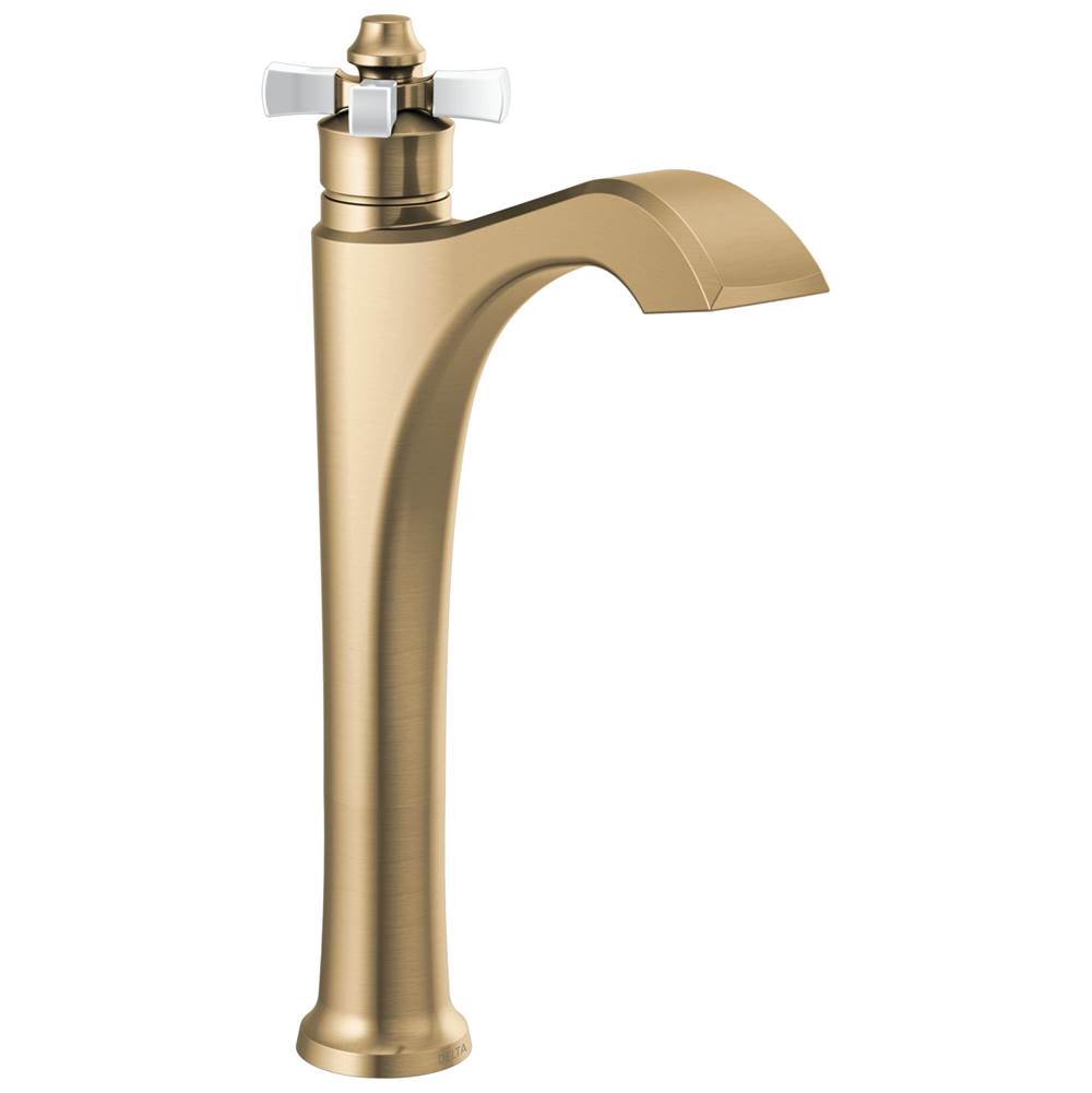 Dorval Single Cross Handle Vessel Faucet in Bronze/Porcelain