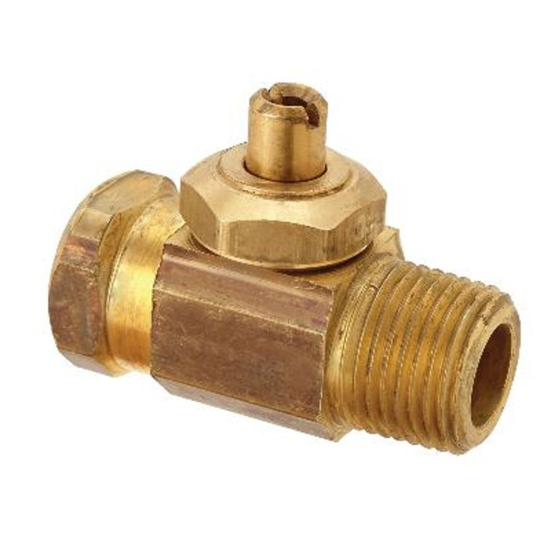 STOP STRAIGHT 1/2 ROUGH BRASS FIP X MIP DRS83 R - INTEGRAL SHUT-OFF Maximum Pressure 125 PSI
