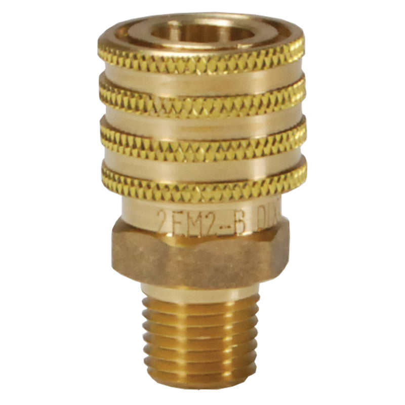 COUPLER 3/4 MX14 NPT BRASS 6EM6-B 2000 PSI HYDR STRT THRU QK-CON