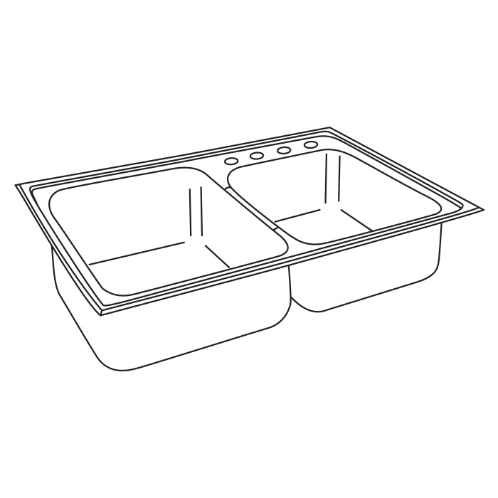 Elumina 33x22x8-3/8" Stainless Steel Double Bowl Sink 0 Hole