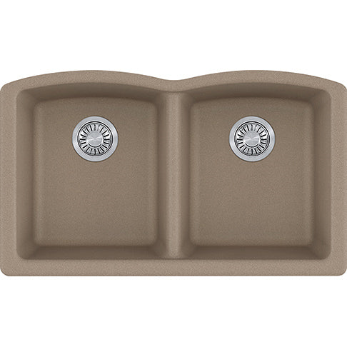 Ellipse 33x19-3/4x9" Granite Double Bowl Sink in Oyster
