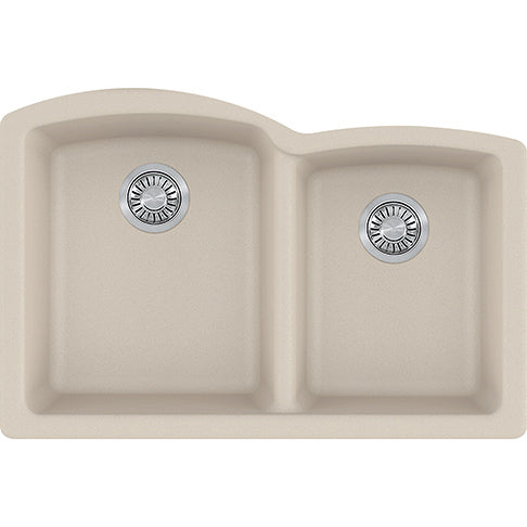 Ellipse 33x21-3/4x9" Granite Double Bowl Sink in Champagne