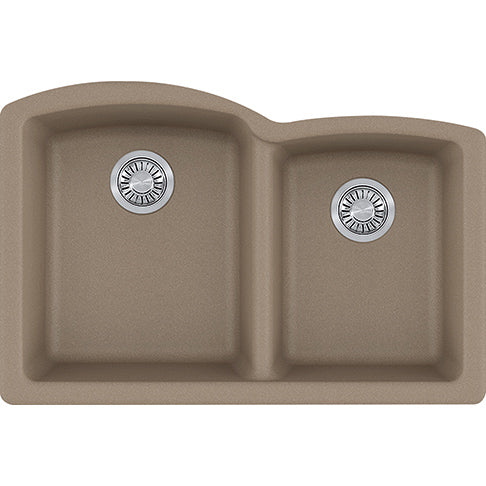 Ellipse 33x21-3/4x9" Granite Double Bowl Sink in Oyster