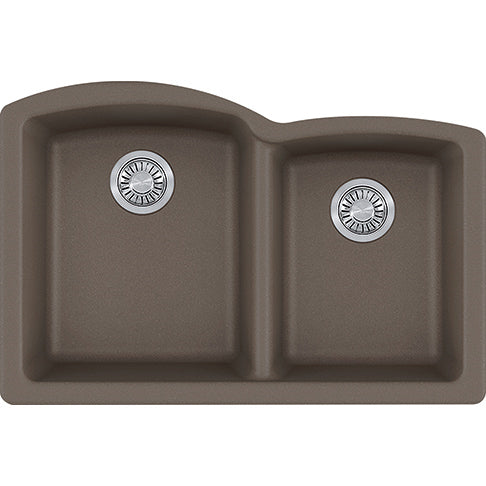 Ellipse 33x21-3/4x9" Granite Double Bowl Sink in Storm