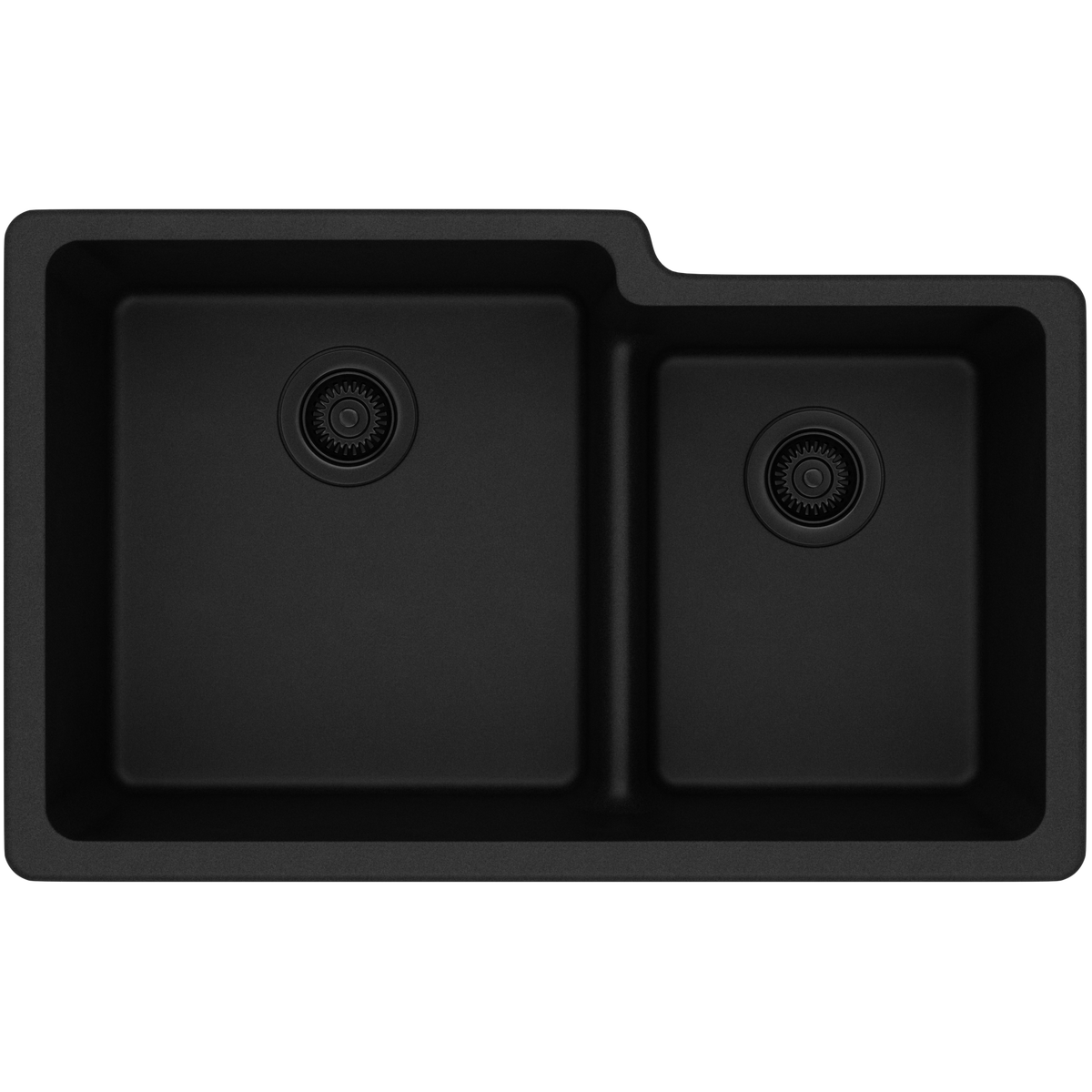 Quartz Classic 33x20-1/2x9-1/2" Double Bowl Sink Black