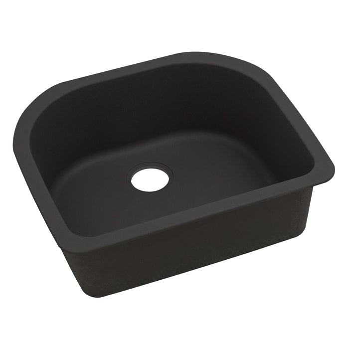 Quartz Luxe 25x22x8-1/2" Single Bowl Kitchen Sink in Caviar